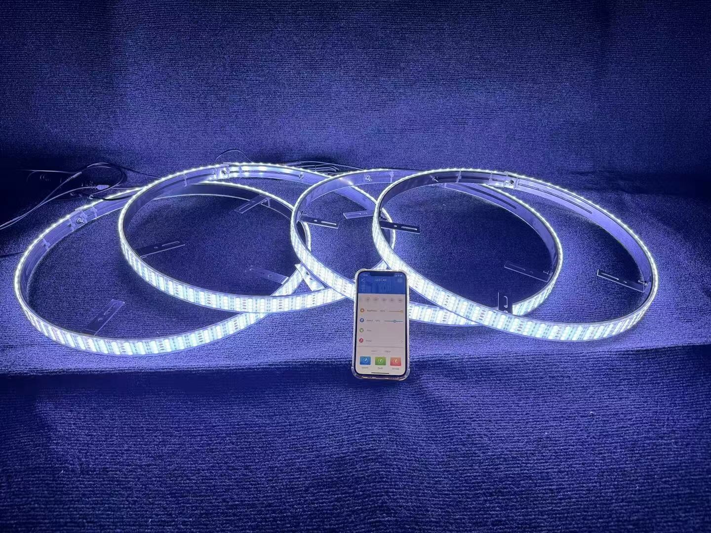 Set of (4) 17.5" Brightest QUAD ROW Solid WHITE Car Trucks LED Wheel Rim Lights