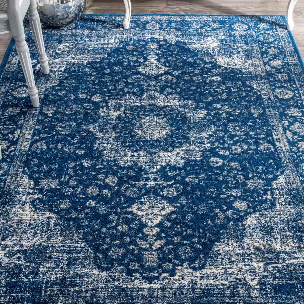 Verona Vintage Persian Dark Blue Doormat 2 Ft. X 3 Ft. Area Rug