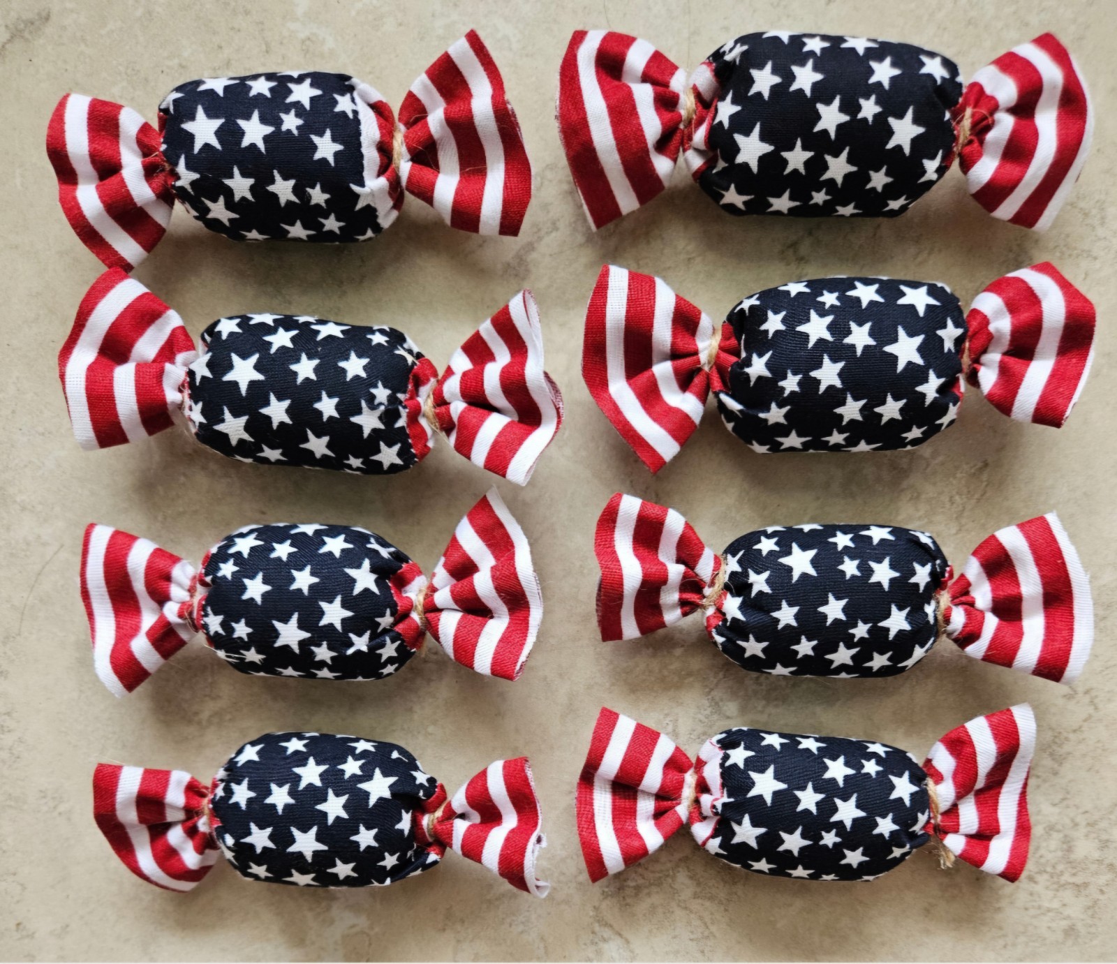 Bowl Filler Americana Patriotic Ornie Fabric 8 Pcs Candy Tier Tray Fabric Decor