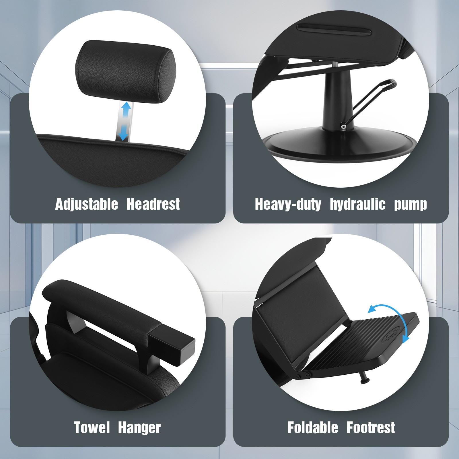 Vintage Black Recline All Purpose Barber Chair Hydraulic SalonSpa Beauty Stylist