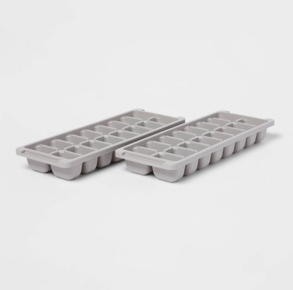 2-Pack ROOM ESSENTIALS Plastic Ice Cube Trays BPA-Free • Grey