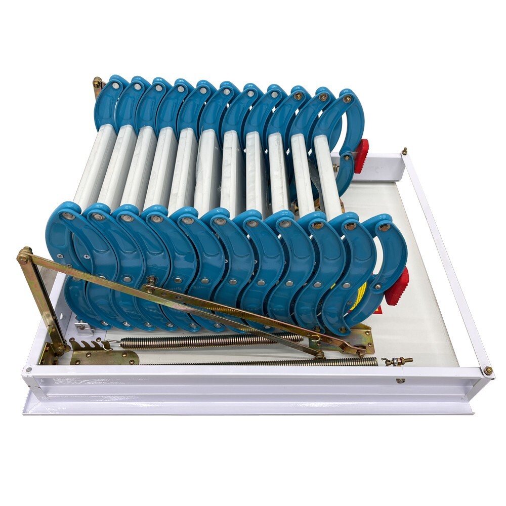 Attic Ladder Loft Wall Folding Stairs Blue 9.18ft Side-Mounted Pull Down Ladder