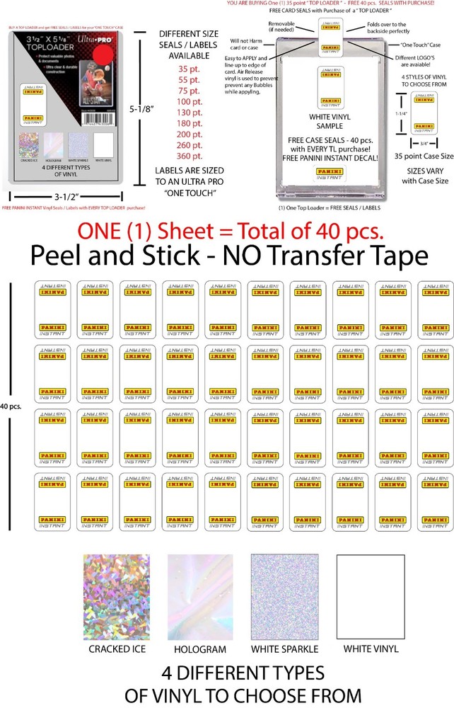 ONE TOUCH STICKERS FREE PANINI INSTANT LABELS PANINI INSTANT CARDS 40 pcs.
