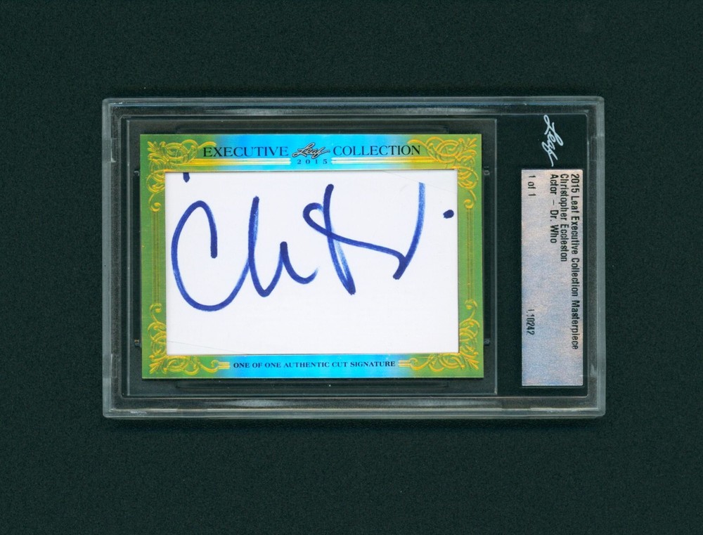 DOCTOR WHO CHRISTOPHER ECCLESTON 2015 LEAF EXECUTIVE MASTERPIECE AUTO 1/1 RARE