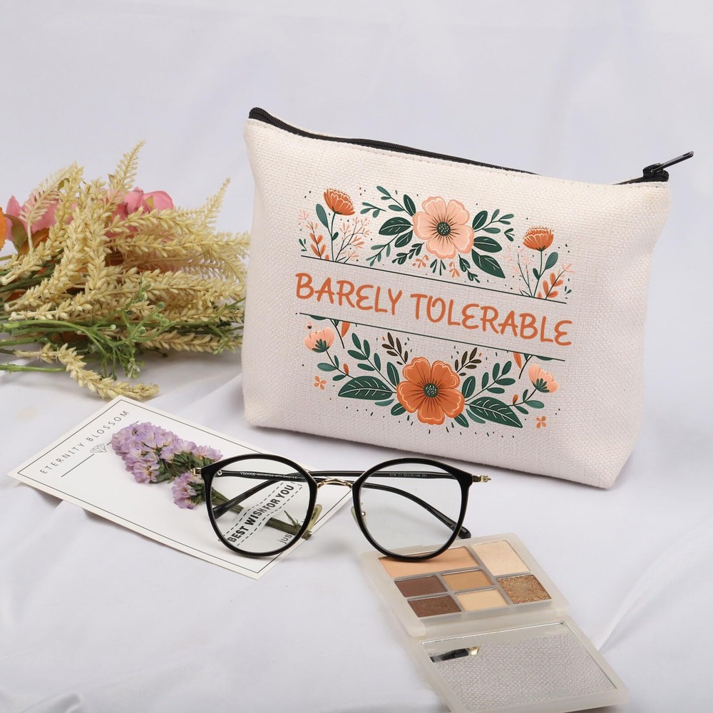 Pride Reader Gift Barely Tolerable Cosmetic Bag Literary Gift for Reader Bare...