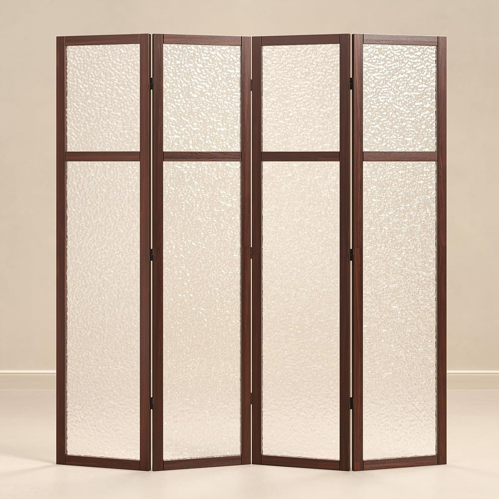 Acrylic Room Divider, 4-Panel Freestanding Partition Screen, Frosted Translucent