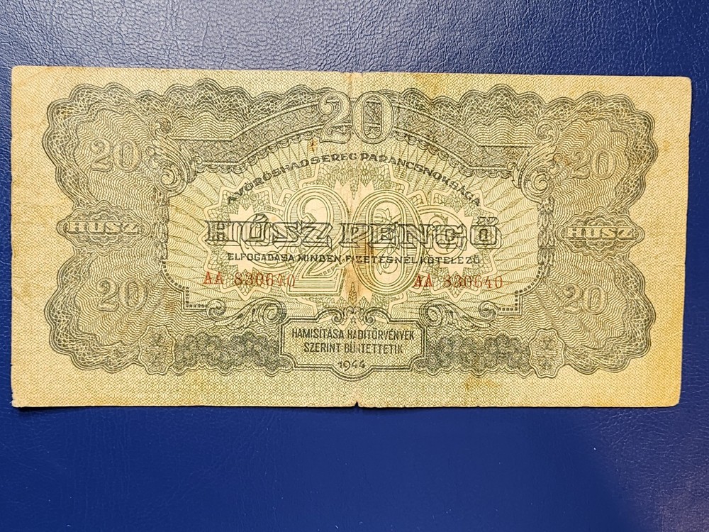 HUNGARY- 20 PENGO 1944 - BANKNOTE - SOVIET OCCUPATION