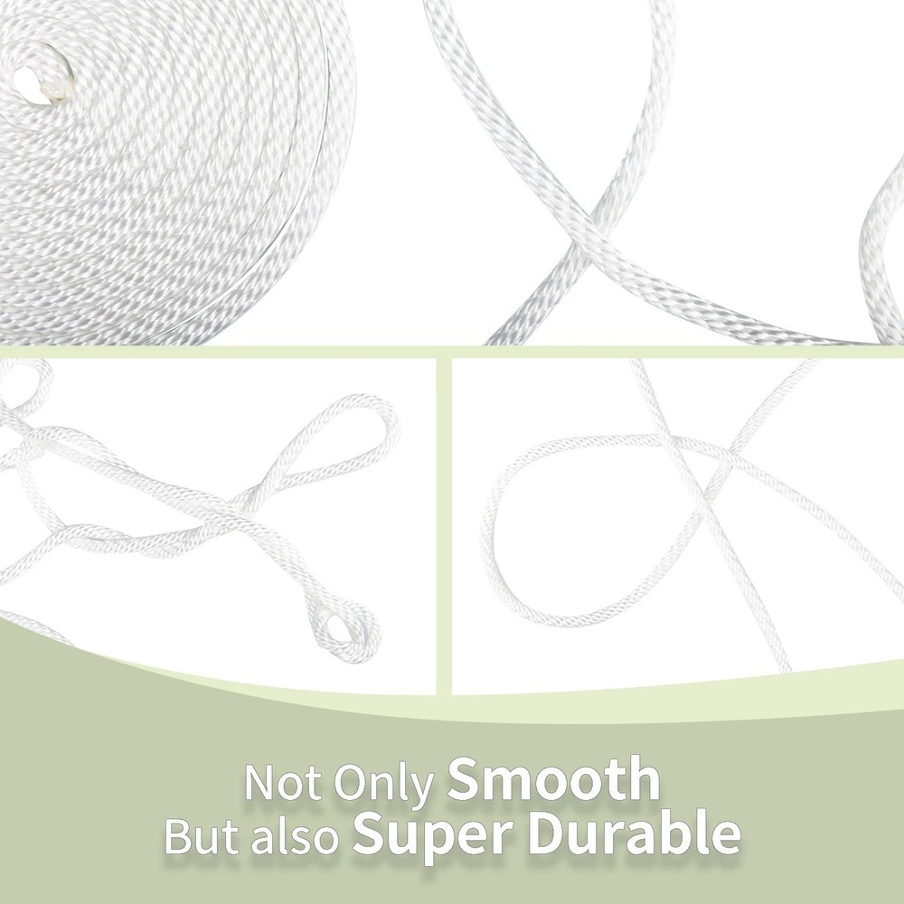1/2 INCH 100 FT White Nylon Solid Braid Rope-Multipurpose for Flag Poles