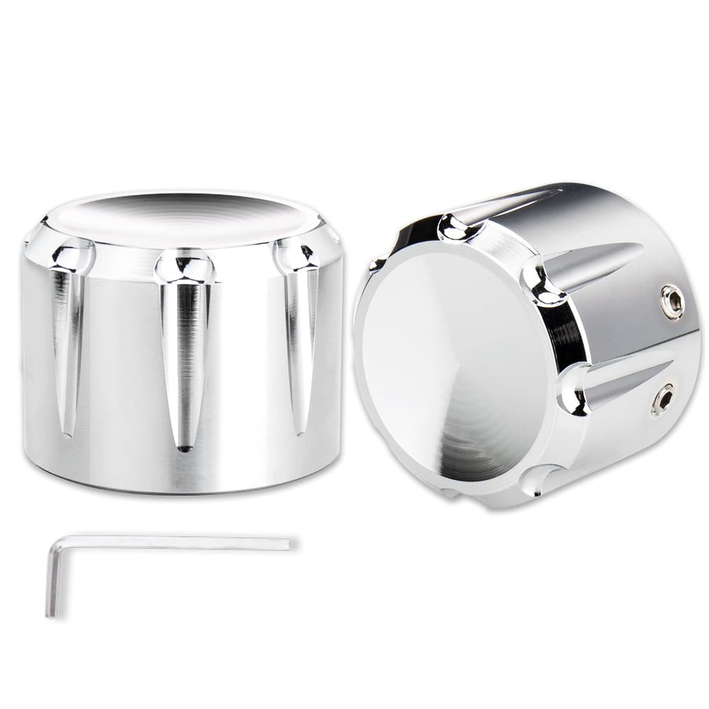 Front Axle Nut Covers CNC Black Chrome Caps Compatible with Harley C-Chrome
