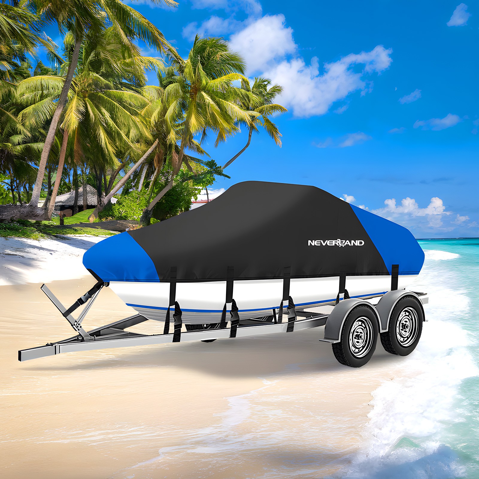 Heavy Duty Boat Cover Waterproof Fits V-Hull Fish&Ski Runabout 17' 18' 19' Foot