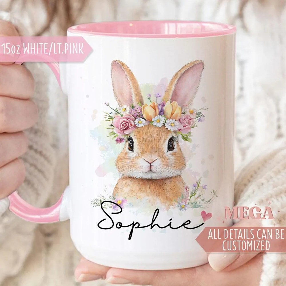 Personalized Rabbit Mug, Easter Bunny Mug, Custom Bunny Mug 006721