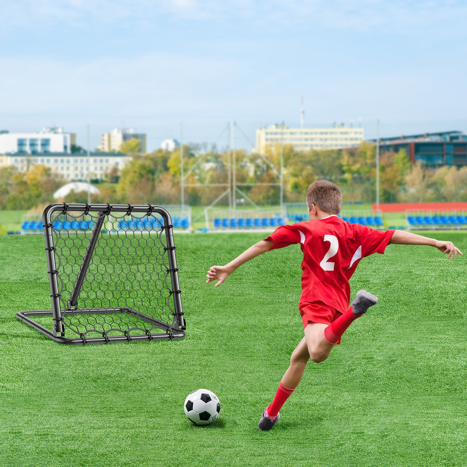 34"x34" Soccer Rebounder Net Kick-Back Portable Football Training Gifts