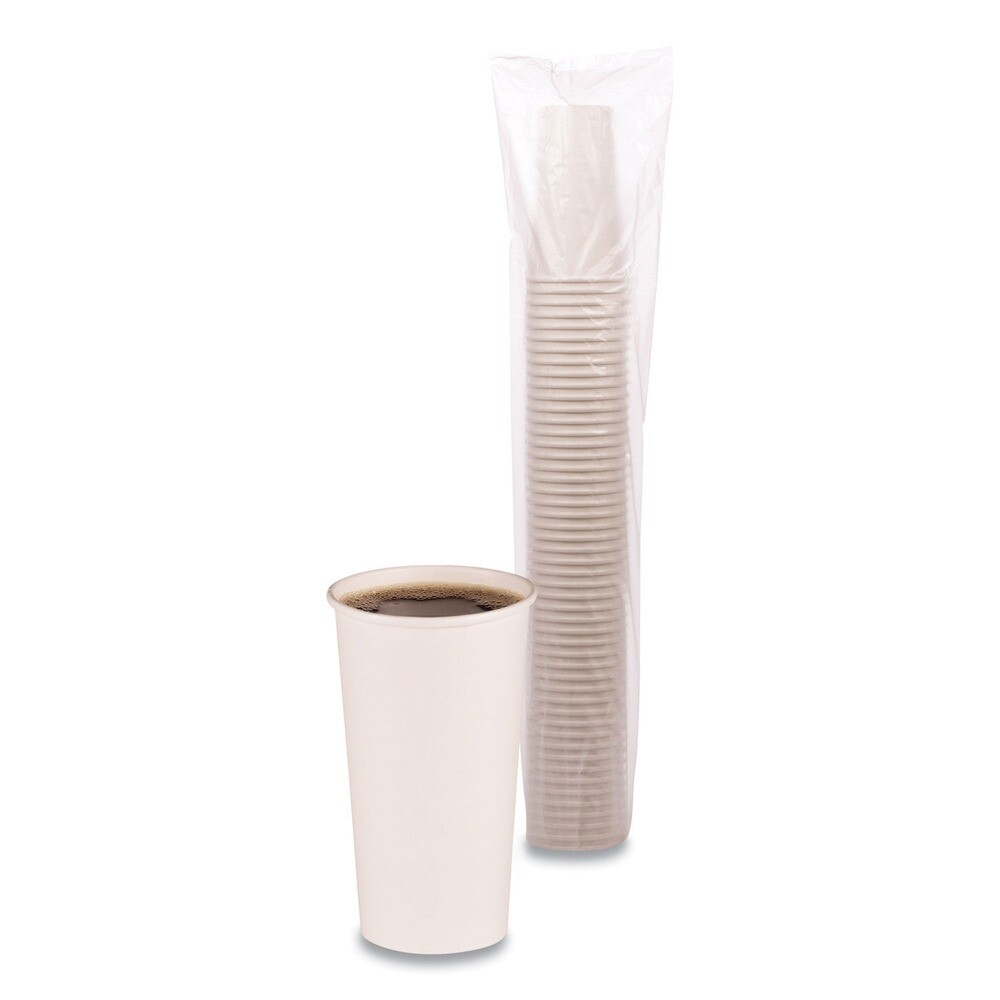Boardwalk WHT20HCUP 20 oz Paper Hot Cups - White (12 Cp/Slv, 50 Slv/Ct) New