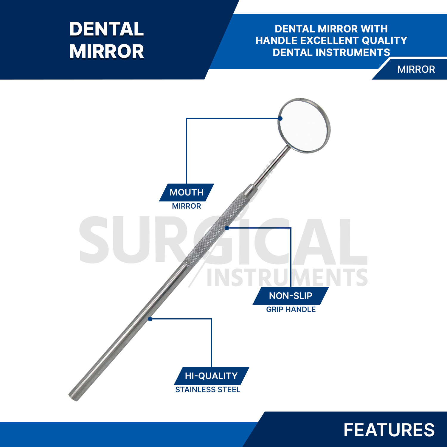 12 pcs Dental Mouth Mirror #5 w/Handle Dental Instrument