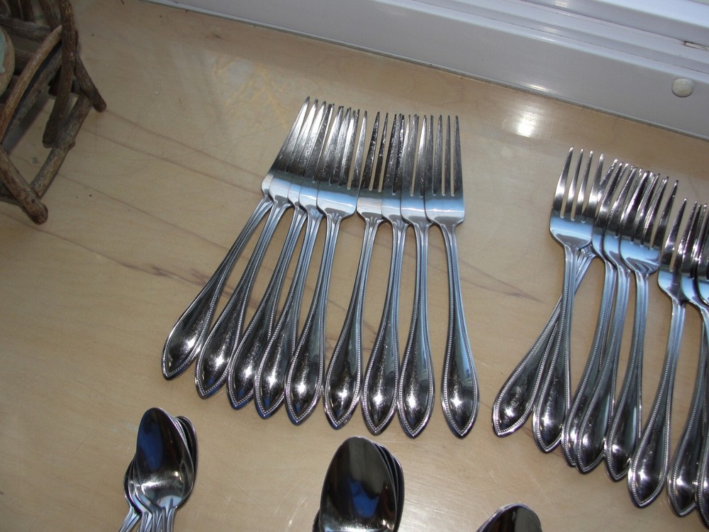 47 pcs. TOWLE Tuscan Bead Stainless Flatware Lot