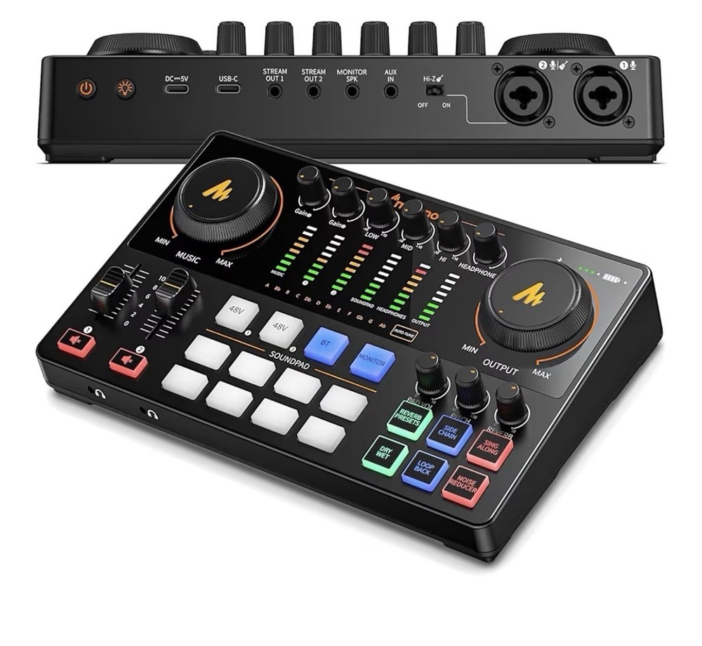 Podcast Equipment Bundle: Audio Interface mixer with Dual XLR Input for Podca...