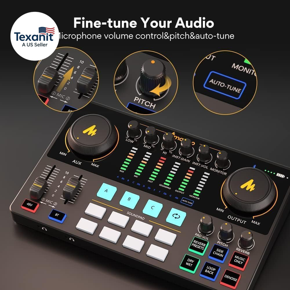 Podcast Equipment Bundle 10 Channel Audio Interface and XLR Dynamic Microphone c