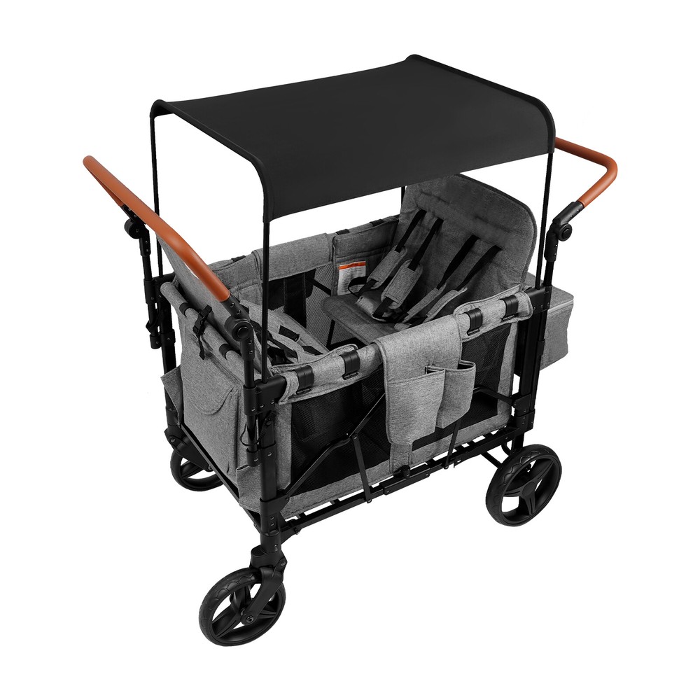 Stroller Wagon for 4 Kids, Wagon Cart Featuring 4 High Seat, Foldable Double