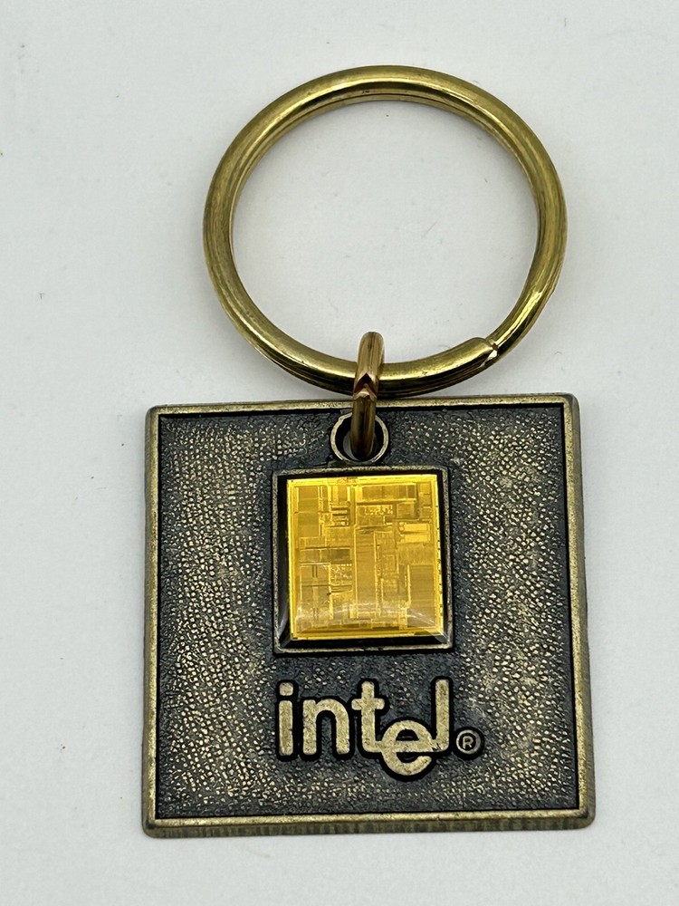 Intel Smithsonian 150 Anniversary 1846–1996 Metal Keychain With Computer Chip