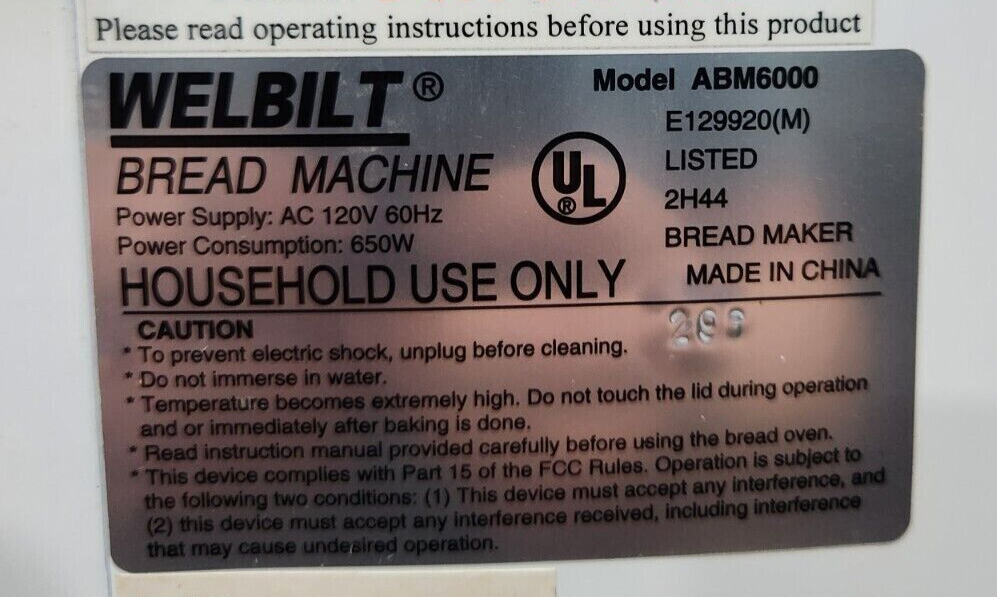 Heating Element for Welbilt Bread Machine Model ABM6000