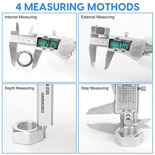Digital Caliper Measuring Tool Waterproof Electronic Micrometer Caliper, IP54