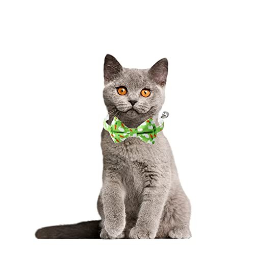 2-Pack Breakaway Cat Collars with Removable Double-Layer Bow Tie and Bell for