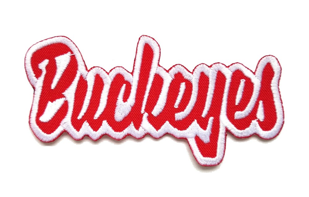 Ohio State Buckeyes Text Embroidered Applique Iron On Patch Many Sizes