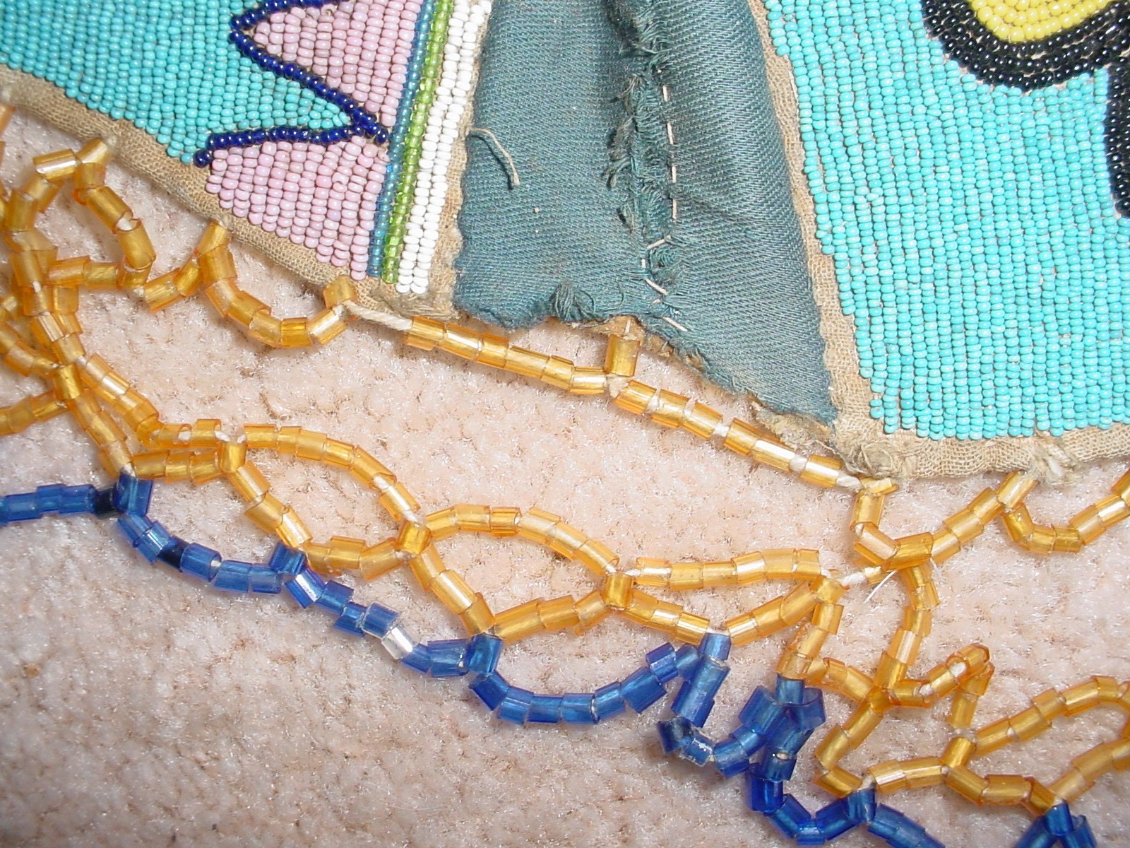 OLD CA 1900 YAKAMA PLATEAU INDIAN FULLY BEADED CAPE YOKE JINGLE DANCE