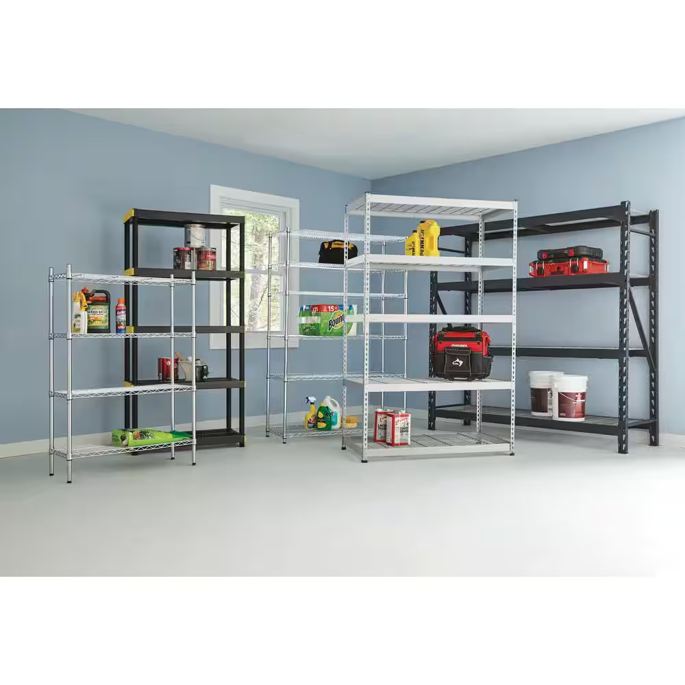 5-Tier Easy Assembly Multi-Purpose Plastic Garage Storage Shelving Unit in Black