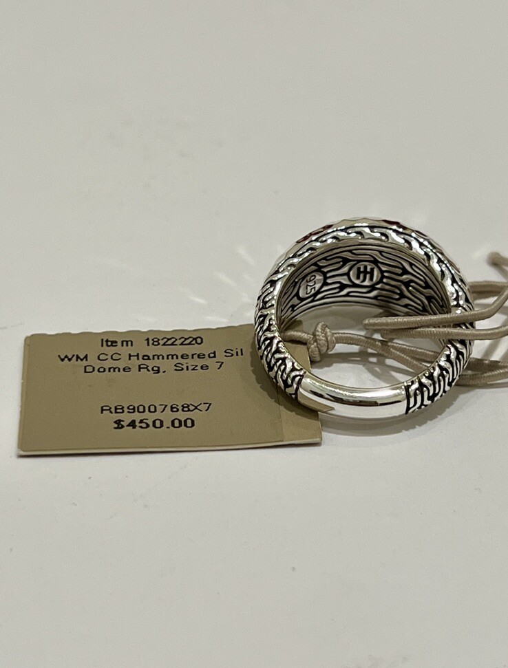 John Hardy Sterling Silver Classic Hammered Dome Ring Size 7