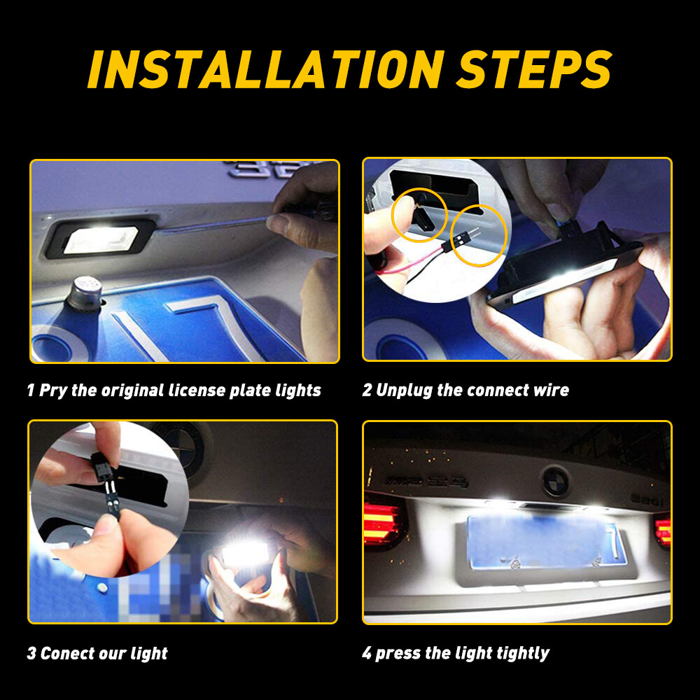 2X LED License Plate Lights Lamps For BMW E90 E92 E39 E60 E61 M5 E70 Accessories