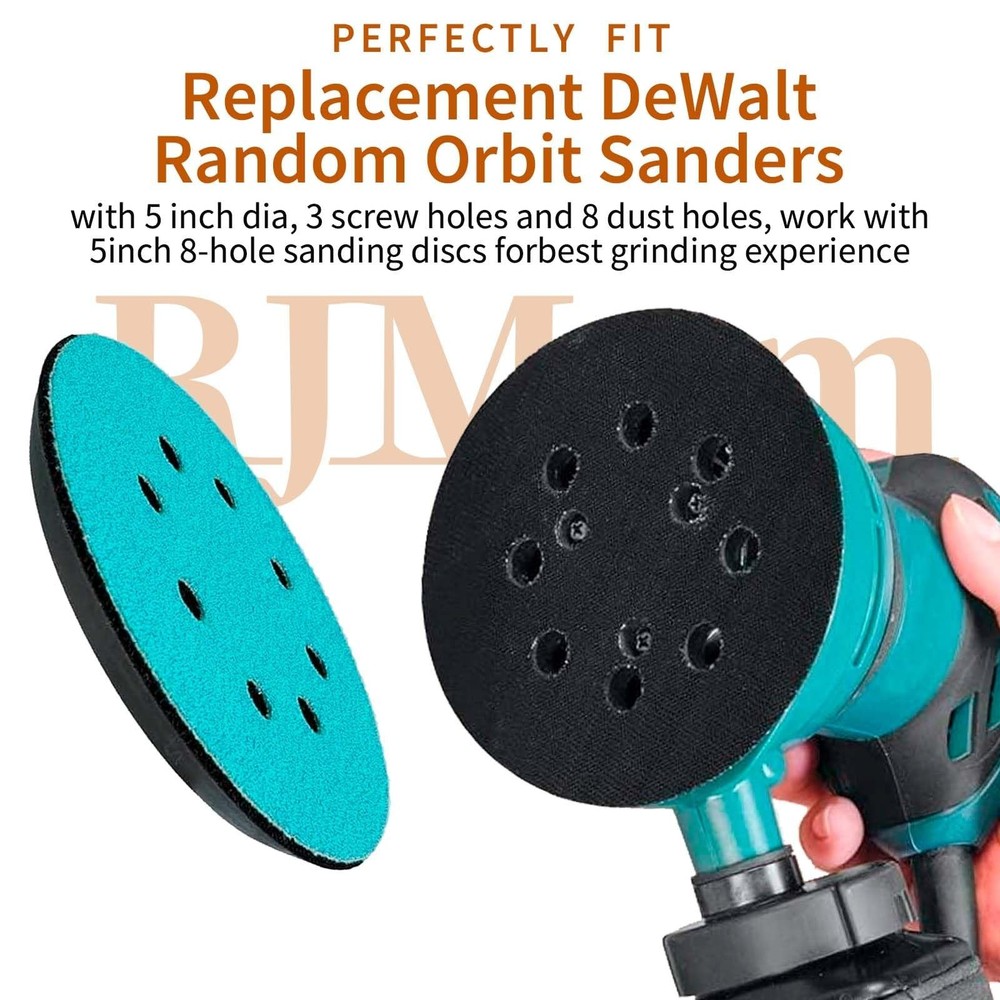 Sander Replacement Pads for DeWalt Orbital: 5 Inch 8 Hole Hook and Loop Sande...