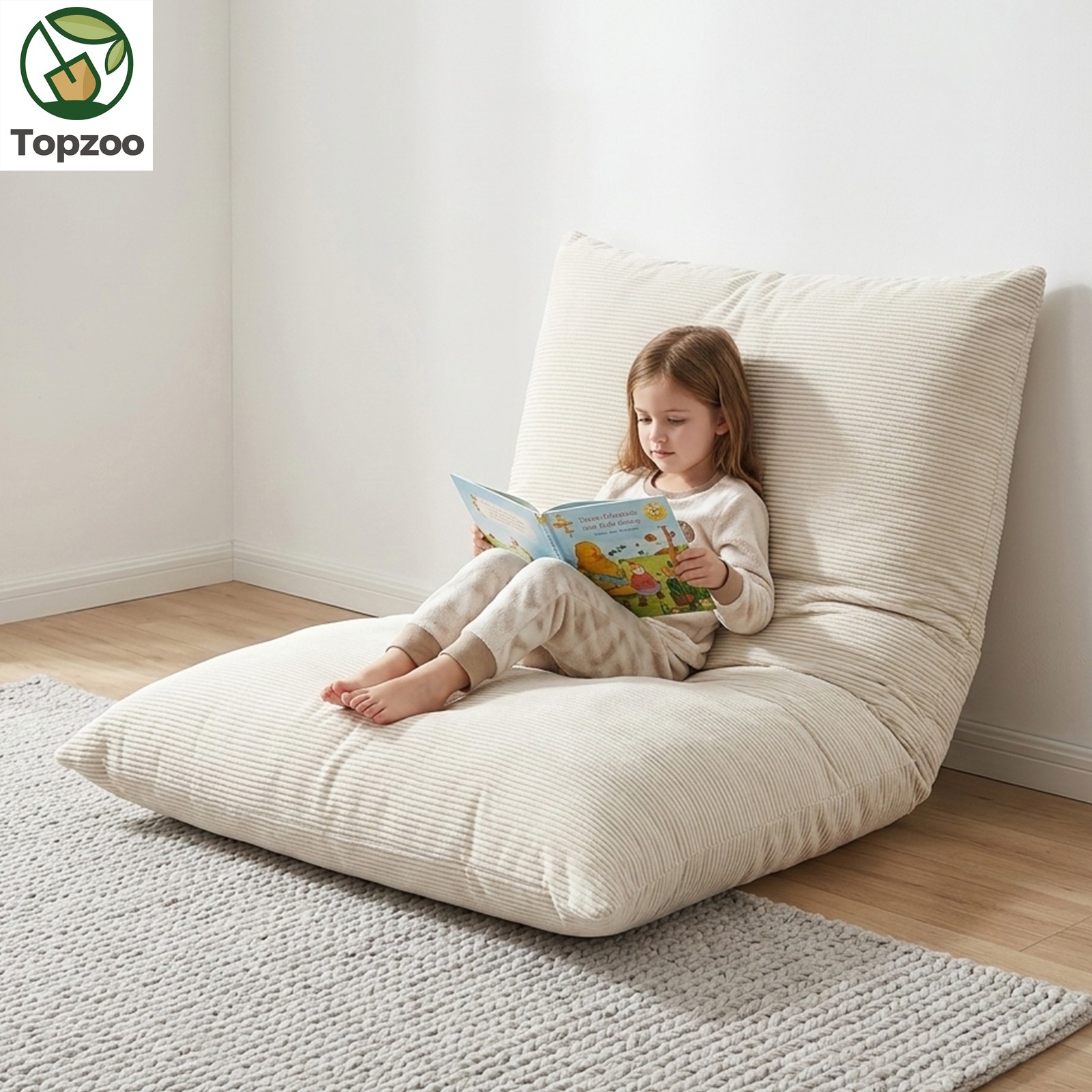 30x50 in Sponge Compression Sofa Chair Convertible Bean Bag w/ Cushion Washable