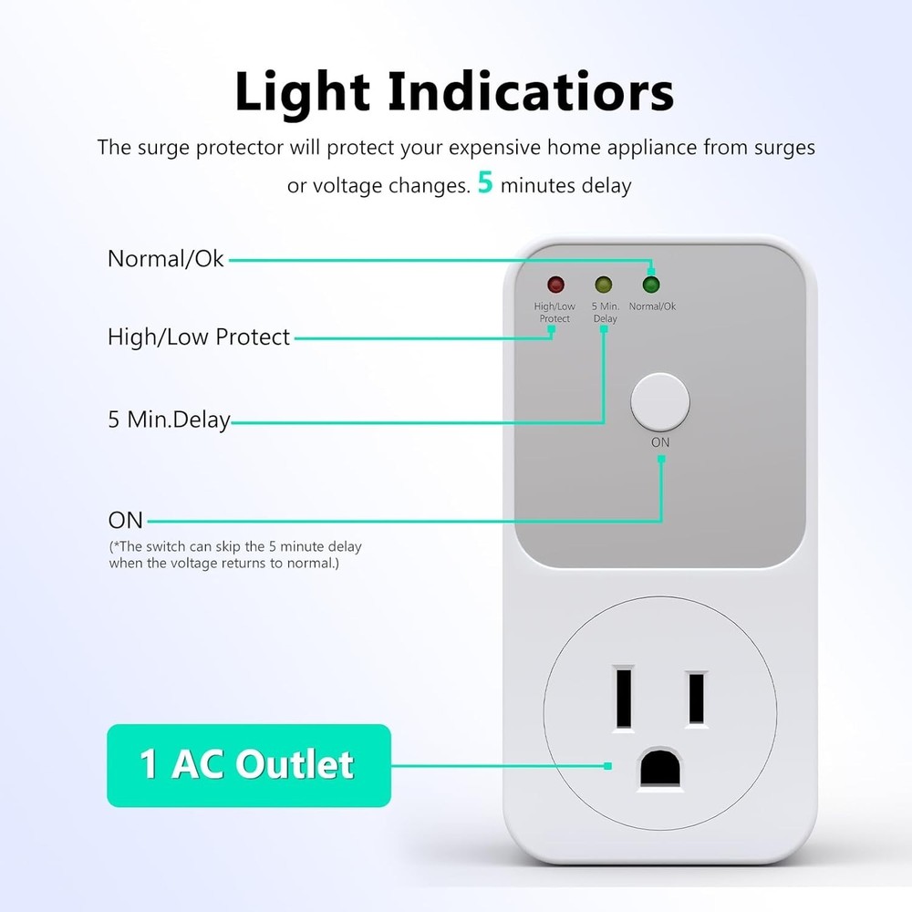 Refrigerator Surge Protector 4-Pack, 120V 15A, Voltage Spike Guard, Grounded