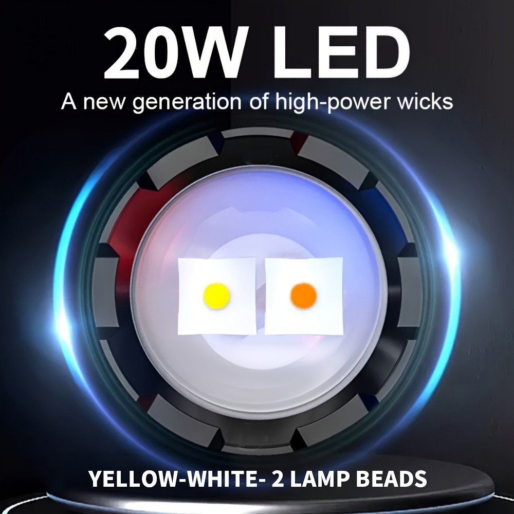 LED Flashlight Strong Light Rechargeable Torch Super Bright with COB Side Lights