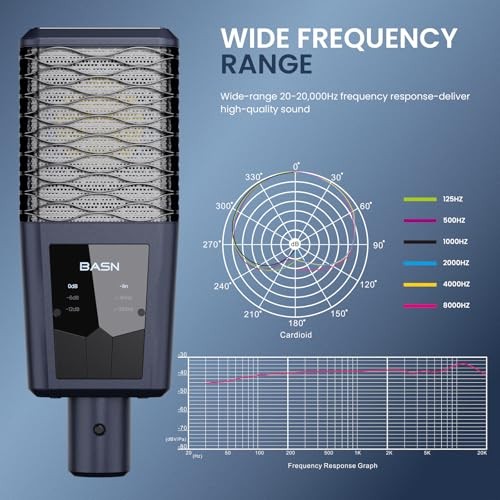 BASN BMS2 Large Diaphragm Cardioid Pickup Studio Condenser XLR Microphone Blue