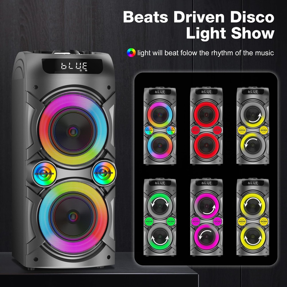 Karaoke Machine with 2 Wireless Microphones, Portable PA System Big Bluetooth...