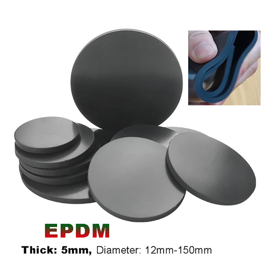 Round Solid EPDM Rubber Disc Discs Pads | Diameter: 12mm-150mm | Thickness 5mm