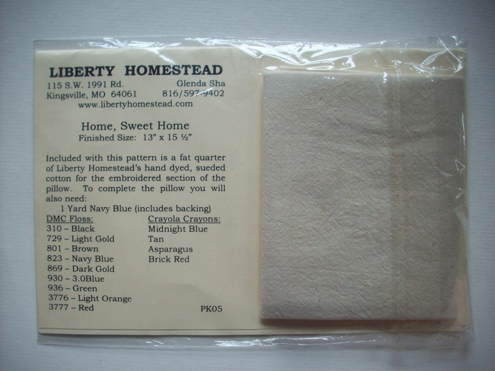 Home Sweet Home embroidery pattern & fabric