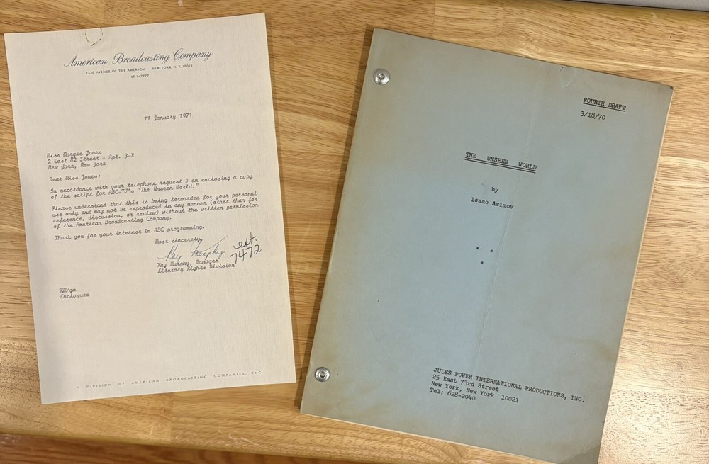 ORIGINAL SCRIPT ISAAC ASIMOV THE UNSEEN WORLD ABC TV & STUDIO CORRESPONDENCE