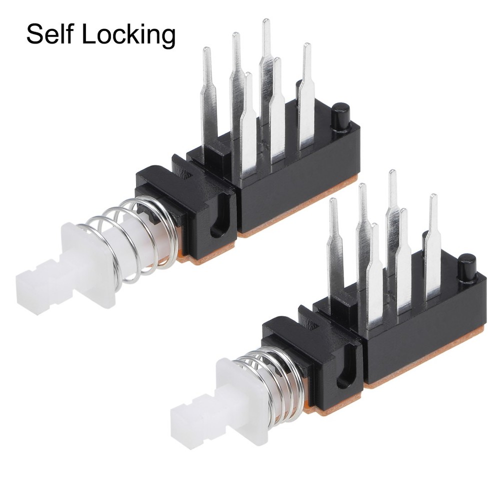 2 x Push Button Switch DPDT 6 Pin 1 Position Self-Locking Black