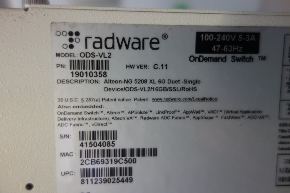 Radware Alteon 5208 ODS-VL2