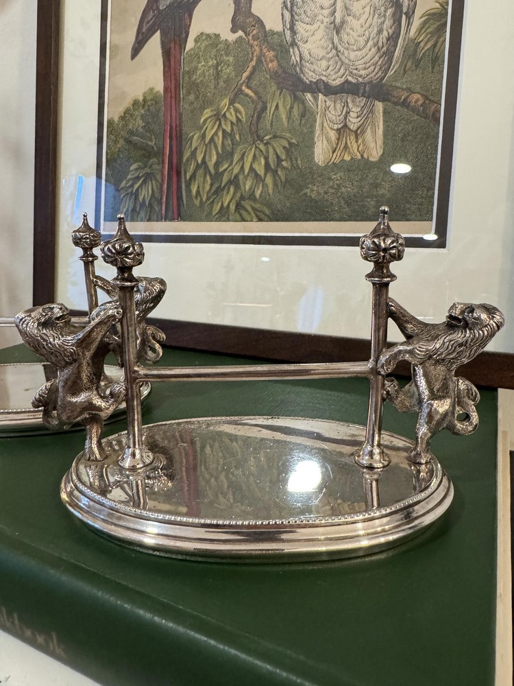 Pair of Vintage Silver Plate Lion Crest Knife Rests