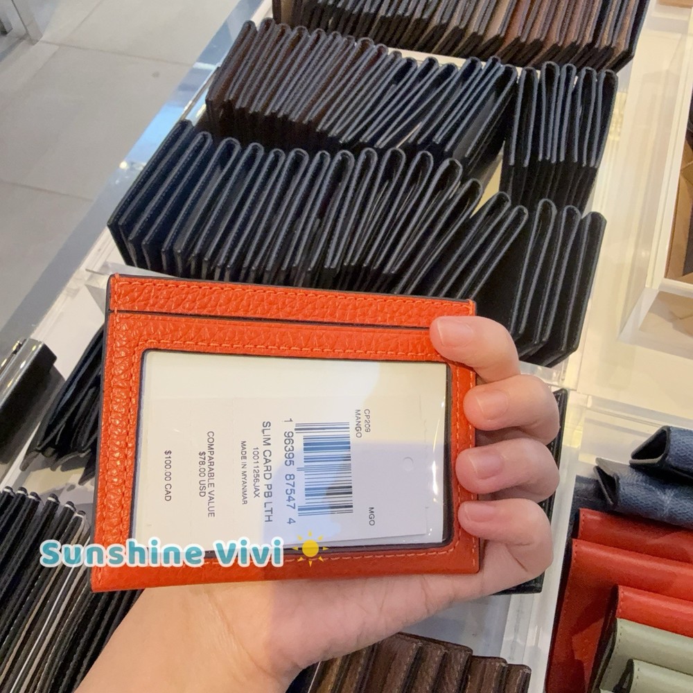 NWT Coach Slim ID Card Case CP209 Leather Mango