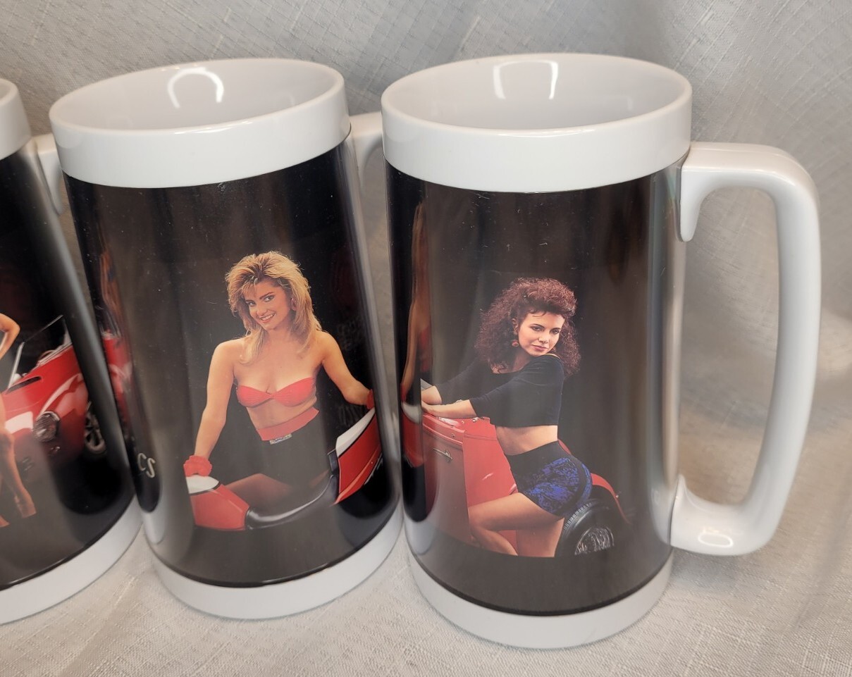 Set of 6 Matco Tools Pin-Up Girl Plastic Mugs Steins Cups Vintage