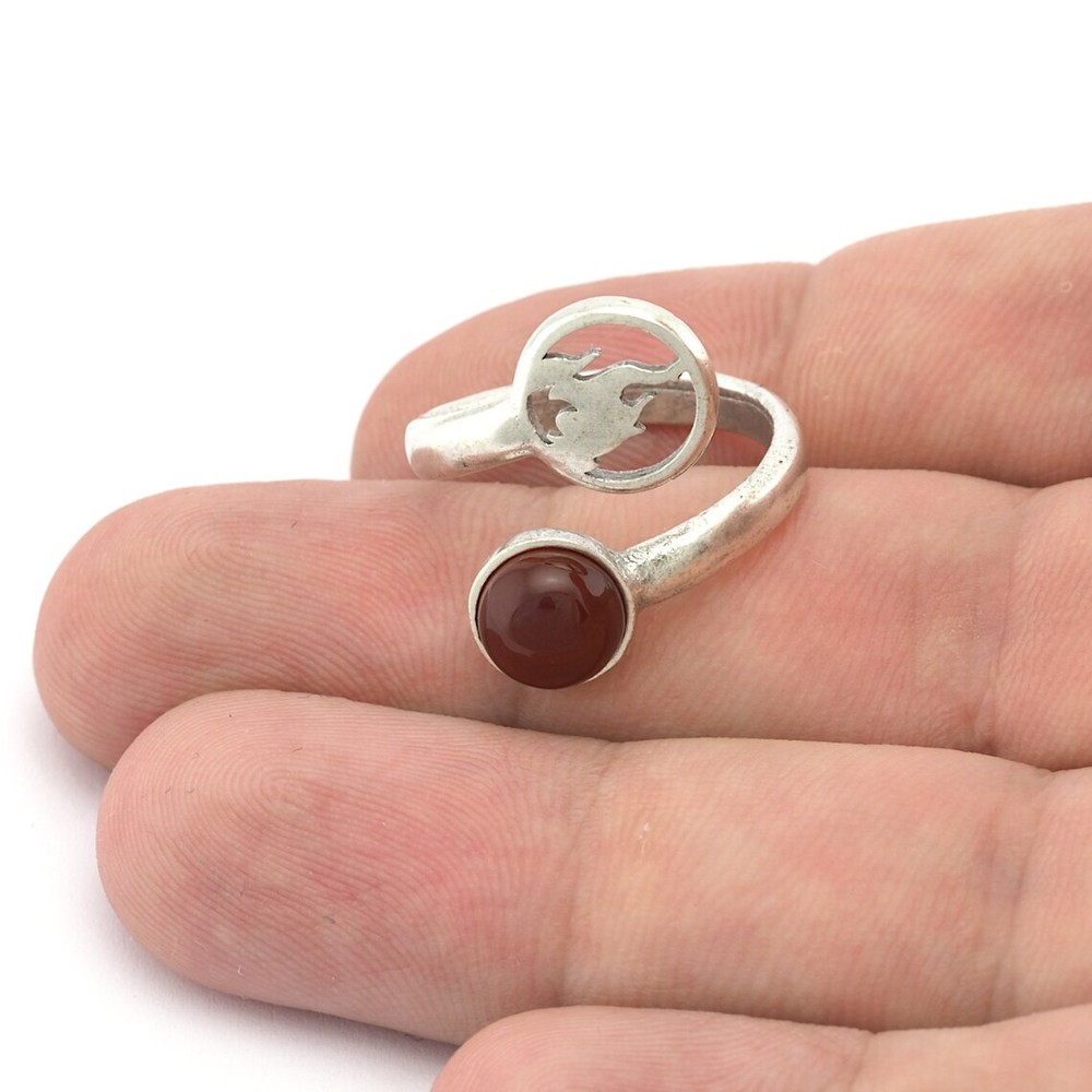 Fire Four Elements Band Ring , Bezel Setting Blank Raw Brass,Antique Silver,5459