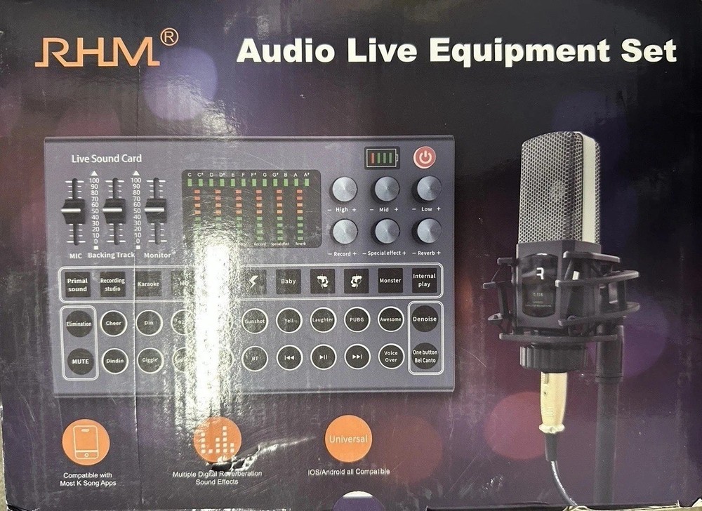 RHM Podcast Equipment Bundle, All-in-One Audio Interface DJ Mixer