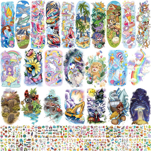 Leesgel 66 Sheets Full & Half Arm Temporary Tattoos Sleeves for Kids,...