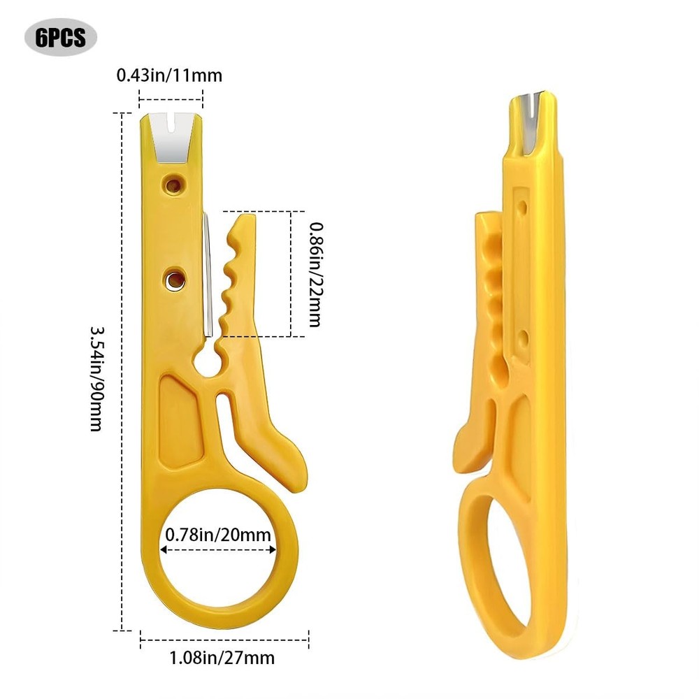 6 Pcs Mini Wire Stripper Tool, Small Strippers, Cable Yellow