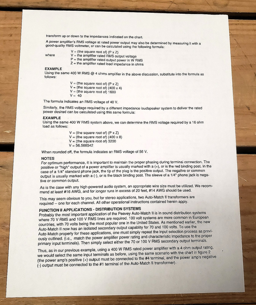 Peavey Automatch II transformer